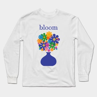 Mid Century Modern Flower Bloom Cheerful Retro Flowers in Vase Long Sleeve T-Shirt